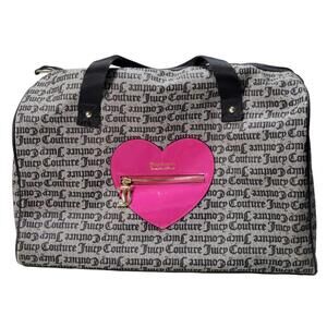 Juicy Couture Los Angeles Whole Lotta Love Duffel Gym Bag Gray Pink Heart